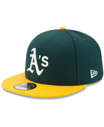 NEW ERA MEN'S GREEN/YELLOW OAKLAND ATHLETICS HOME AUTHENTIC COLLECTION ON-FIELD 59FIFTY FITTED HAT