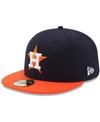 New Era Men's Navy/orange Houston Astros Road Authentic Collection On Field 59fifty Performance Fitted Hat In Navy