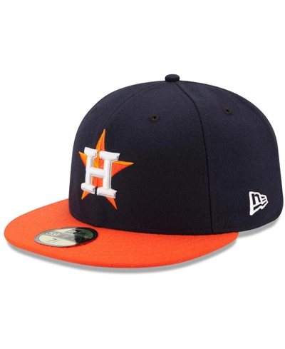 New Era Men's Navy/orange Houston Astros Road Authentic Collection On Field 59fifty Performance Fitted Hat