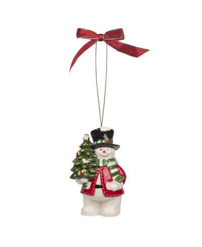 Spode Snowman Ornament In White Multi