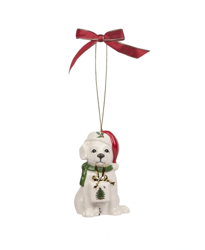Spode Christmas Dog Ornament In White Multi