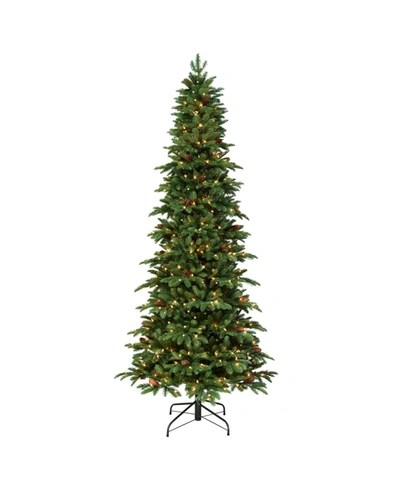 Puleo 7.5" Pre-lit Slim Montville Spruce Artificial Christmas Tree In Green