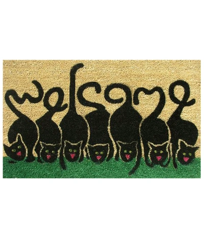 Home & More Cats Welcome 17" X 29" Coir/vinyl Doormat Bedding In Multi