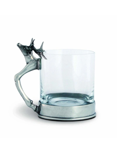 Vagabond House Bar Glass With Deer, Stag Head And Leg Handle In Pewter