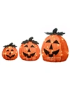 National Tree Company 15" Pre-lit Jack-o-lantern Trio, Set Of 3 In Orange