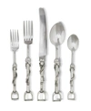 VAGABOND HOUSE PEWTER STIRRUP PATTERN 5 PIECE PLACE SETTING FLATWARE