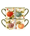 Certified International Autumn Harvest Set Of 4 Mugs In Orange