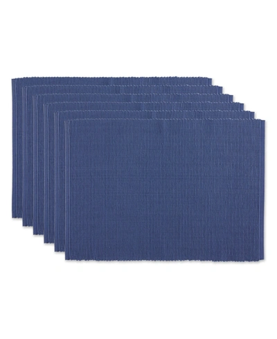 Design Imports Design Import Ribbed Placemat, Set Of 6 In Blue