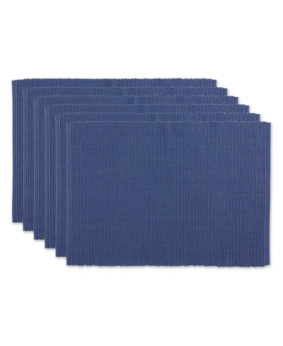 Design Imports Ribbed Placemat, Set Of 6 In Blue
