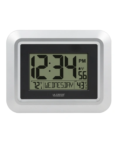 La Crosse Technology 513-1918s-int Atomic Digital Wall Clock With Temperature In Silver-tone