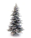 PERFECT HOLIDAY 7.5' PRE-LIT SLIM FLOCKED CHRISTMAS TREE WITH WARM WHITE AND MULTICOLOR LED LIGHTS