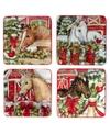 Certified International Homestead Christmas Set Of 4 Canape Plates In Red/white