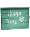 Elegant Designs Decorative Wood Serving Tray With Handles In Aqua