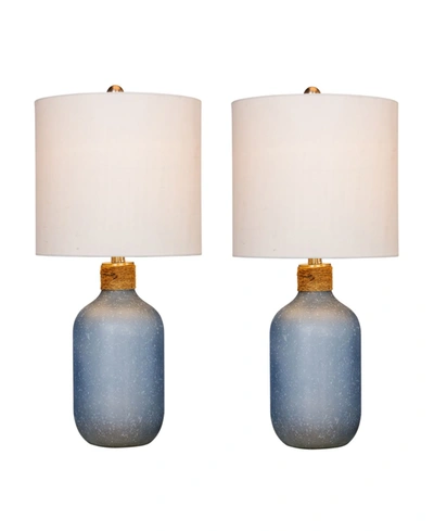Fangio Lighting Glass Table Lamps, Set Of 2 In Frosted Blue