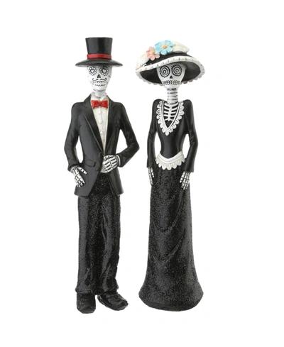 National Tree Company 13" Outfitted Skeleton Couple In Black