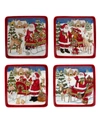 Certified International Santa's Workshop 4 Piece Canape Plate Set In Blue/red/white