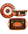 Certified International Scaredy Cat 3pc Heavy Weight Melamine Hostess Set In Multi Color