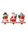 GLITZHOME 3 PIECE SANTA, SNOWMAN, PENGUIN STOCKING HOLDER SET, 4.5''