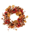 Gerson International 22in Fall Harvest Autumn Wreath With Berries And Sunflowers In Orange