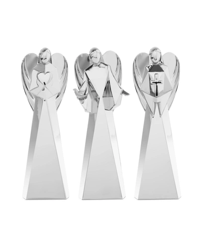 Nambe Mini Angel Figurines Faith, Love, & Peace - Set Of 3 In Silver-tone