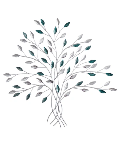 Nearly Natural Hand-painted Tree Of Life Wall Art Decor, 30" X 30" In Silver-tone,blue