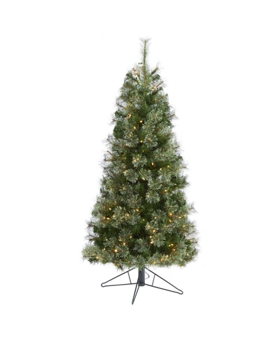 Nearly Natural Cashmere Slim Artificial Christmas Tree With 250 Warm Lights And 408 Bendable Branches In Green