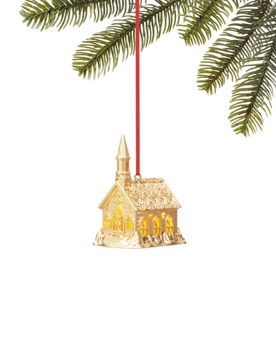 Holiday Lane Renaissance Led Gold-tone Church Ornament, Created For Macy's