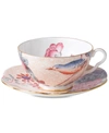 WEDGWOOD PEACH CUCKOO TEACUP AND SAUCER