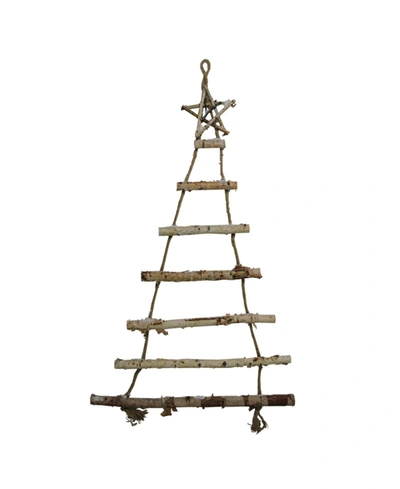 Northlight 48" Natural 7-tier Wall Hanging Twig Tree With Star Christmas Decoration In White