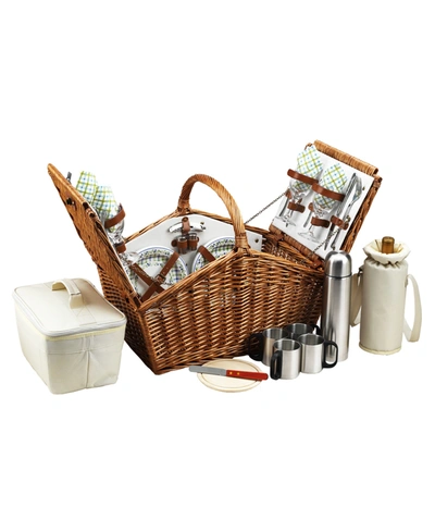 PICNIC AT ASCOT HUNSTMAN ENGLISH STYLE WILLOW PICNIC, COFFEE BASKET FOR 4