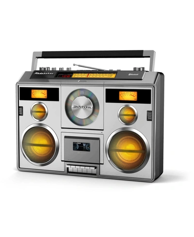 Studebaker Sb2140s Sound Station Portable Stereo Bluetooth, Cd, Am/fm Radio, Cassette Recorder In Silver