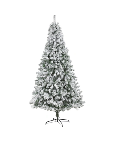 Nearly Natural Flocked Rock Springs Spruce Artificial Christmas Tree In Multi
