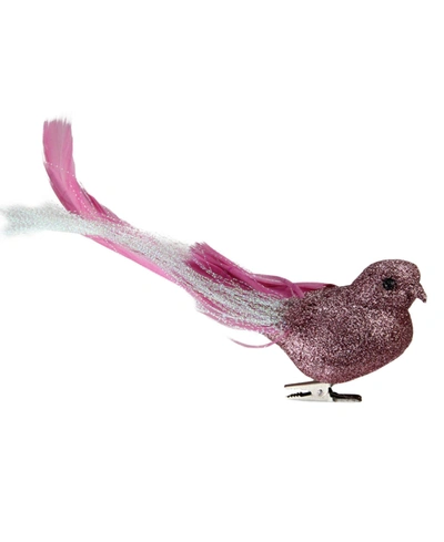 Northlight 8" Plum Pink Clip-on Glittered Bird Christmas Ornament Decorations