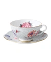 WEDGWOOD GREEN CUCKOO TEACUP AND SAUCER