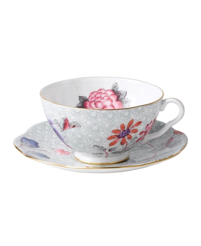 WEDGWOOD GREEN CUCKOO TEACUP AND SAUCER