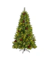 Nearly Natural Montana Mixed Pine Artificial Christmas Tree With Pine Cones, Berries And 500 Clear Led Lights In Green