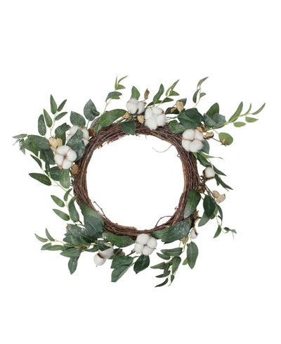 Northlight 21.5" White Winter Flowers And Foliage Twig Wreath