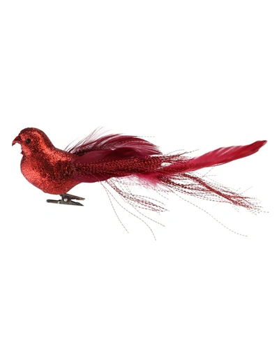Northlight 8" Crimson Red Glittered Bird Figure Clip-on Christmas Ornaments