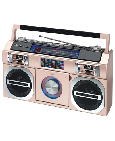 Studebaker Sb2145rg 80's Retro Street Bluetooth Boombox With Fm Radio, Cd Player In Rose Gold