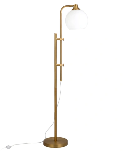 Hudson & Canal Antho Height Adjustable Floor Lamp With Glass Shade In Brass