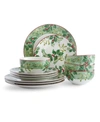 222 Fifth Christmas Foliage 12 Pc. Dinnerware Set, Service For 4 In Green