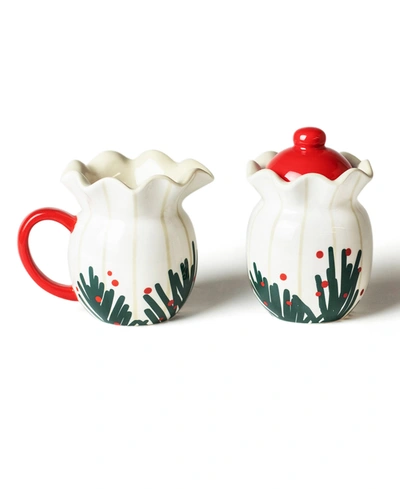 Coton Colors Balsam And Berry Ruffle Cream And Sugar Set In White