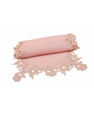 Manor Luxe Lace Trim Table Runner In Dusty Rose