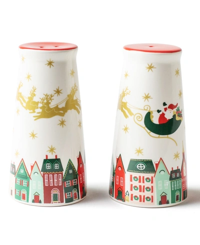 Coton Colors Christmas In The Village Salt And Pepper Shaker, Set Of 2 In Multi