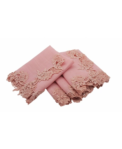 Manor Luxe Lace Trim Napkins - Set Of 4 In Dusty Rose