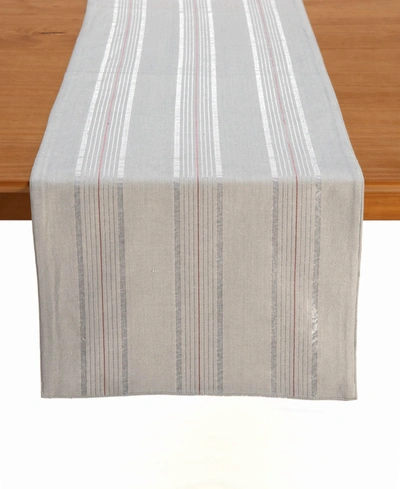 Tableau Shimmer Stripe Table Runner, 72" X 14" In Silver-tone