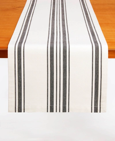 Tableau Country Stripe Standard Table Runner, 72" X 14" In Black