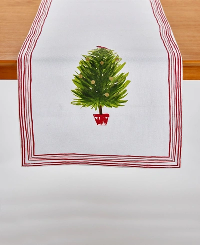 Tableau Holiday Tree Printed Table Runner, 72" X 14" In Red