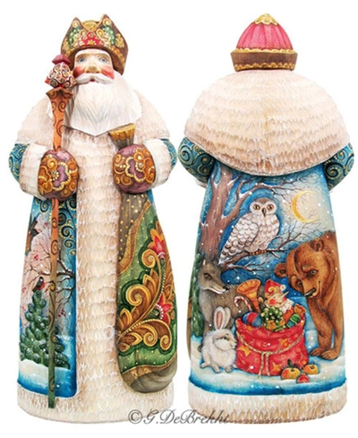 G.debrekht Woodcarved Hand Painted Peaceful Kingdom Santa Figurine In Multi