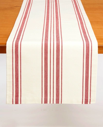 Tableau Country Stripe Standard Table Runner, 72" X 14" In Red